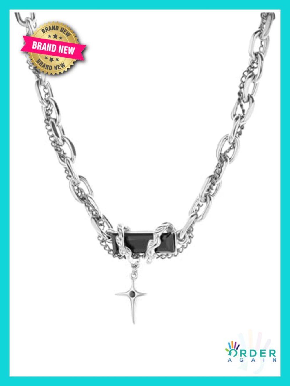 Chunky Chain Choker Necklace with Star Pendant Adjustable Unisex Gothic Y2K Punk